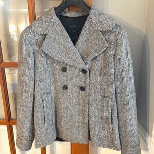 Banana Republic Herringbone pattern/Wool Blend Double Breasted Peacoat SZ Large